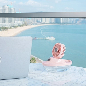 Factory wholesale new design small portable air cooler water mist fan rechargeable mini fan Romantic night light fan