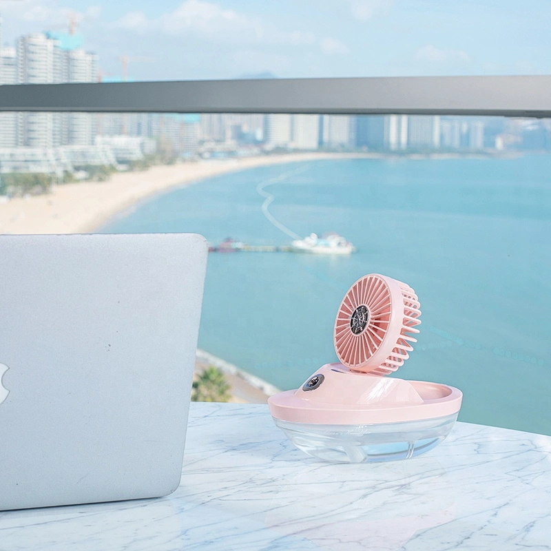 Factory wholesale new design small portable air cooler water mist fan rechargeable mini fan Romantic night light fan