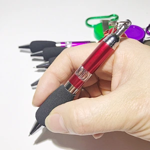 Promotional Gift custom logo outside retractable reel ballpoint pen with Carabiner clip Key chains