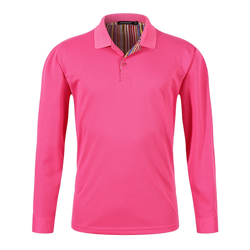 2020 New Autumn Customized blank Polyester / Cotton Knitted Men Casual long Sleeve polo T-shirts
