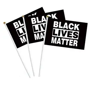 Custom 100% Polyester mini handheld Black Lives Matter Plastic Pole Flags BLM Fist  demonstration Flag