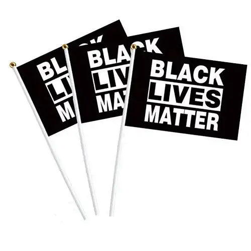 Custom 100% Polyester mini handheld Black Lives Matter Plastic Pole Flags BLM Fist  demonstration Flag