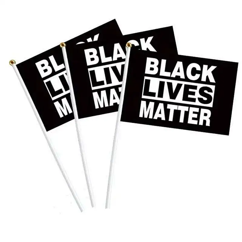 Custom 100% Polyester mini handheld Black Lives Matter Plastic Pole Flags BLM Fist  demonstration Flag
