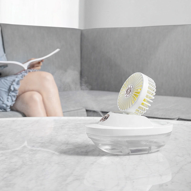 Factory wholesale new design small portable air cooler water mist fan rechargeable mini fan Romantic night light fan
