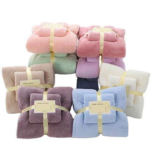 Wholesale pure color soft microfiber coral fleece luxury bath towel custom gift Coral fleece bath towel