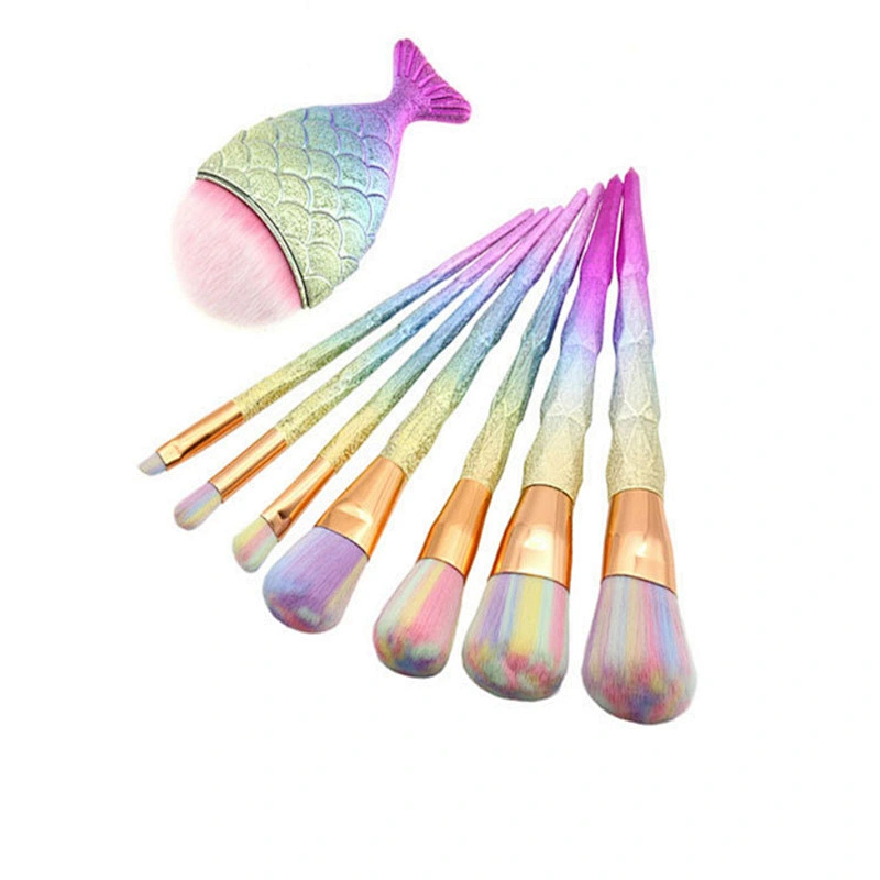 Hot Sell Custom Promotion Gift Fish Tail Diamond Mermaid Makeup Brush Cosmetic Brushes Tools