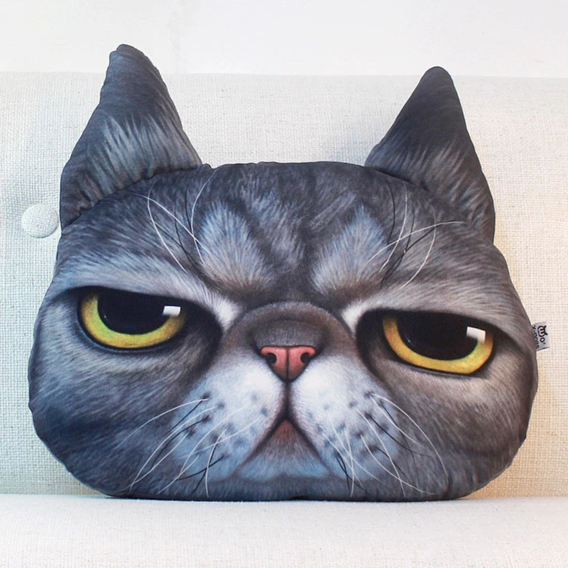 Decorative throw pillow and rug 3D cat face sofa cushion  cute car cat pillow sofa cushion plush toy custom printed pillow
