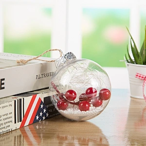 Ceiling Hanging and Christmas tree Transparent Plastic Christmas Balls 8cm With Snow Restaurant Bar Cafe Home Party Decorations