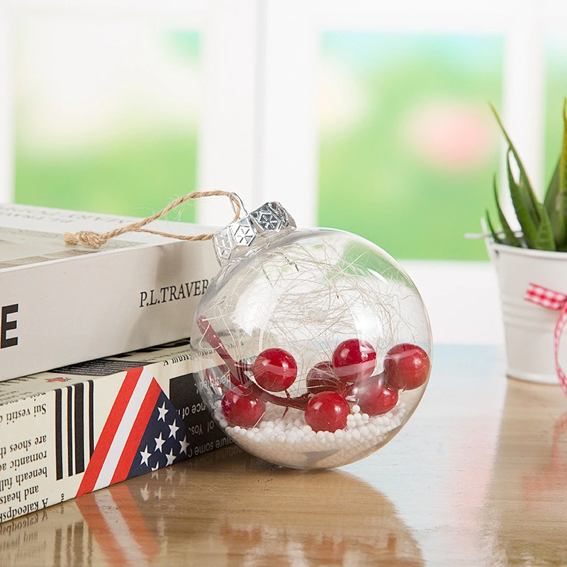 Ceiling Hanging and Christmas tree Transparent Plastic Christmas Balls 8cm With Snow Restaurant Bar Cafe Home Party Decorations
