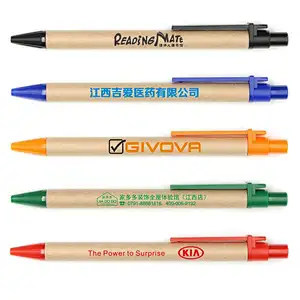 Eco-friendly Biodegradable kraft carton pen promotional cheap recycled paper pen custom logo