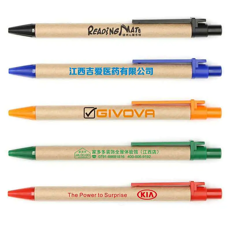 Eco-friendly Biodegradable kraft carton pen promotional cheap recycled paper pen custom logo