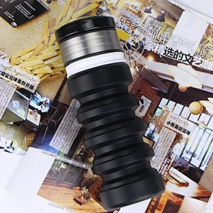 Promotional Gift Hote Sale Outdoor Food Grade Collapsible Silicone  13oz BPA free foldable  Water Bottle