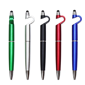 Promotional advertising pen customized logo multi-function touch screen ballpoint pen with mobile phone stand capacitive pen