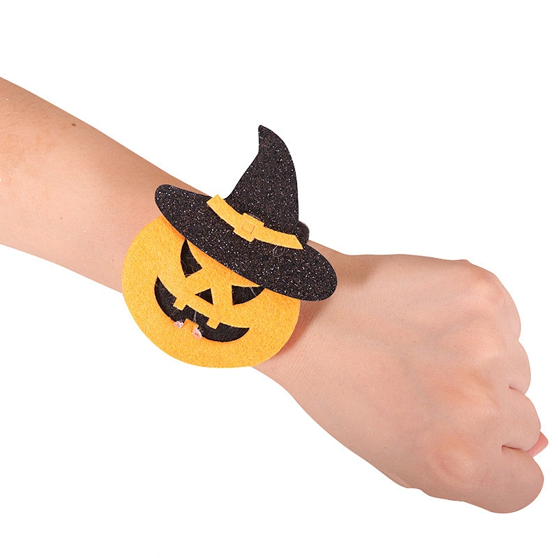 Halloween Felt Skulls Wrist Slap-ring gift Pumpkin Bat Ghost Bracelet  Wristband Halloween Party Decorations For Kids