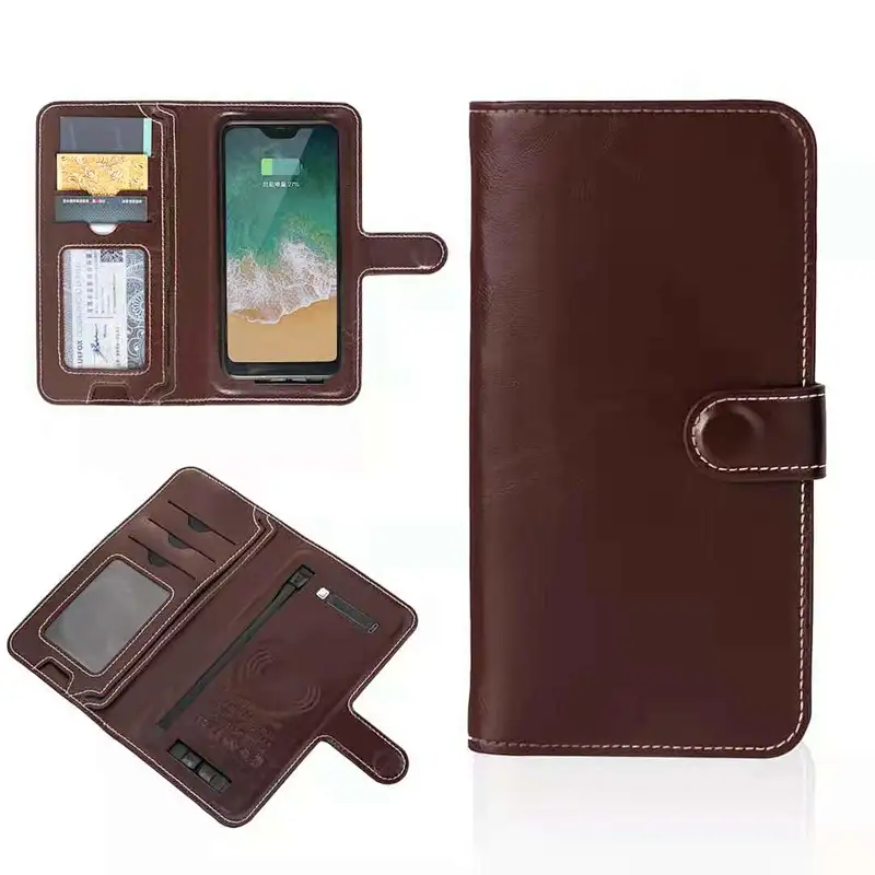 2021 New Design Multi-functional Phone Charging Wallet Money Clip Wireless Cable Built-in 6000Amh Power Bank Charging Wallet