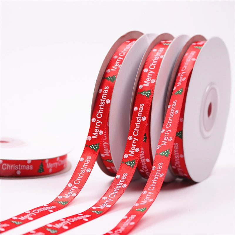 High Quality 	 luxury Custom Logo printed gift wrap ribbon christmas celebrate color ribbon