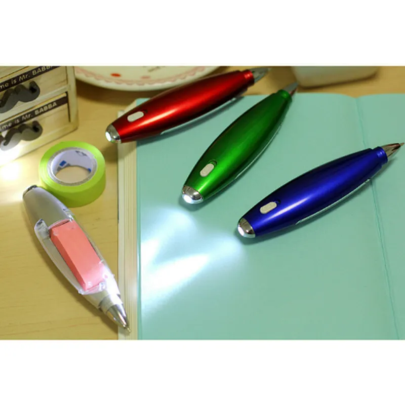 Creative custom LOGO multi-function ballpoint pen with LED light and hanging rope notepaper free gifts for clients promotion eve