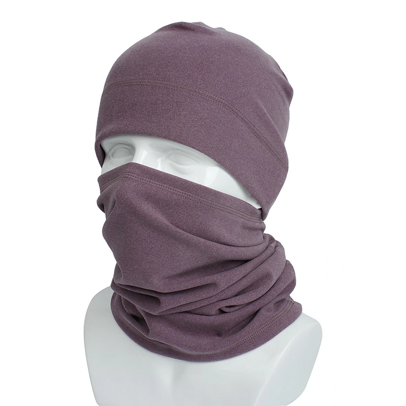 Custom popular logo printed promotional  fleece neck warmer scarf whit hat set outdoors sport scarf