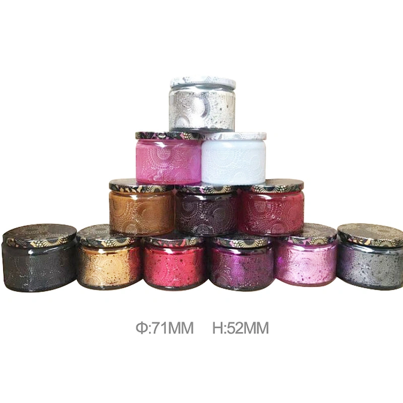 New Design Luxury Embossed Glass Scented Candle Jar 90g DIY Empty Glass Jar with Lid without Soywax