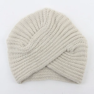 High Quality Vintage Fashion Winter Warm Soft Knit hat Beanie Cross  knit hat Lady knitted warm hat