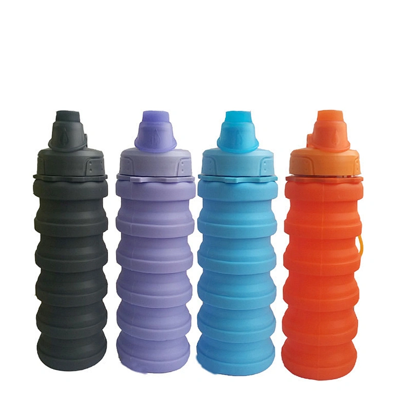 Custom Eco-friendly Leakproof Foldable Silicone Outdoor Sport Collapsible Water Bottle Silicone BPA free Telescopic cup