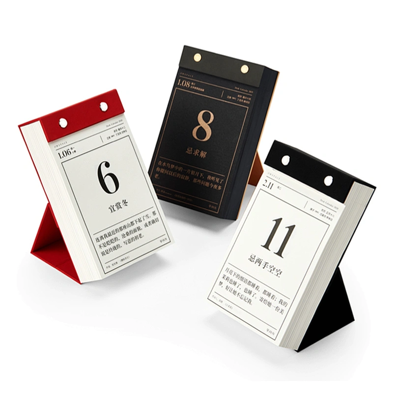 Design logo  table calendar office desktop printing small calendar with packaging box Company CUSTOM promotion gift calendar