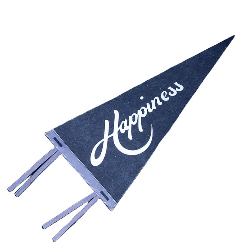 Wholesale Promotional Custom logo Festival Decorative Eco-friendly Recycle Silk screen printing hanging Triangle  felt flag