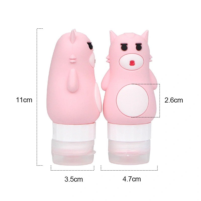 New 3D 80ml multi-color Cartoon outdoor portable soft silicone cosmetics lotions hand sanitizer split bottle