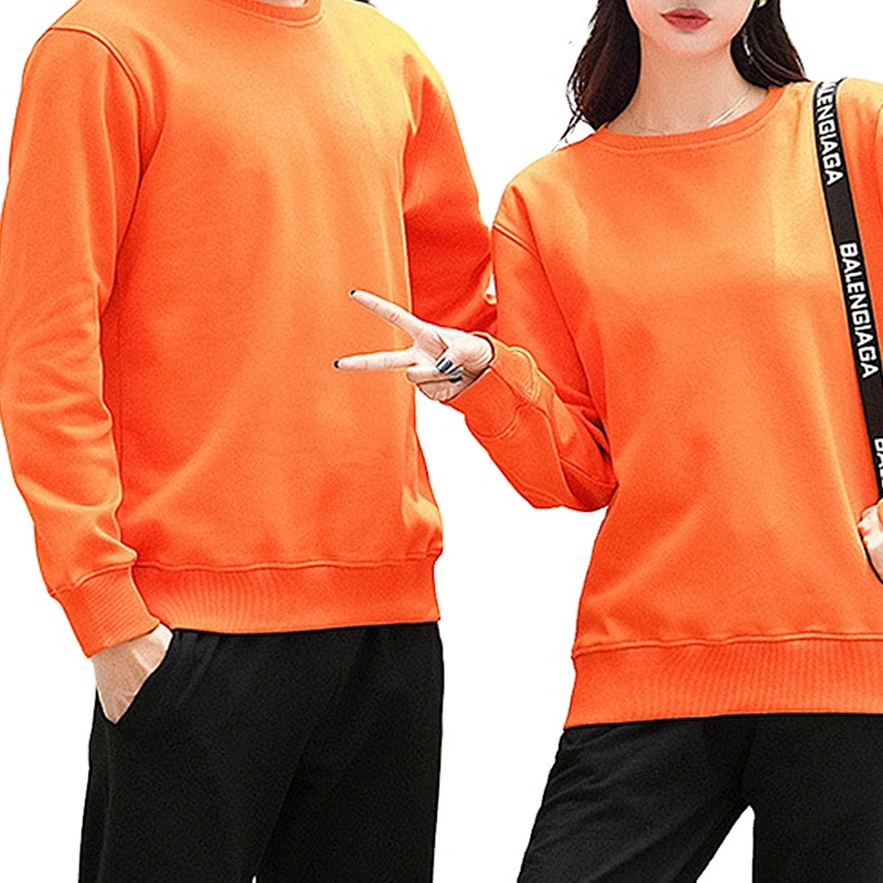 Wholesale fashion spring autumn 100% cotton round neck casual long sleeve sweater Adults unisex for customized logo