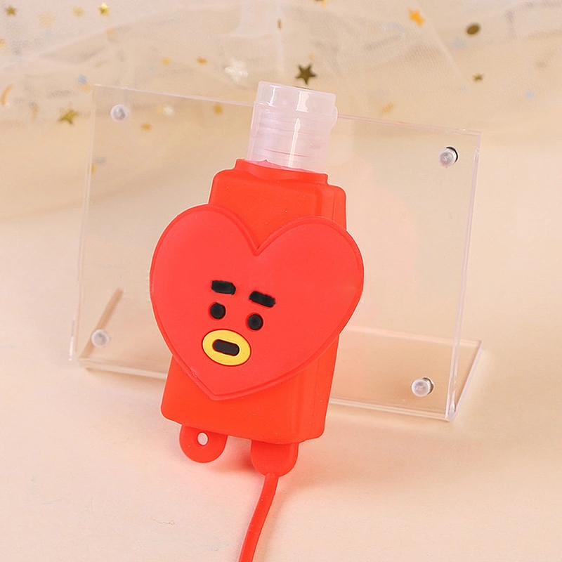 Best-selling hand sanitizer holder silicone case custom cartoon - shaped portable silicone keychain