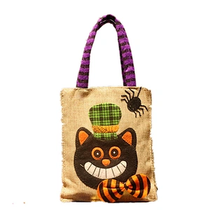 Halloween Cartoon Non-woven Llinen Tote Bag Pumpkin Witch Spider Party Decorated Kids Trick or Treat Candy Bag