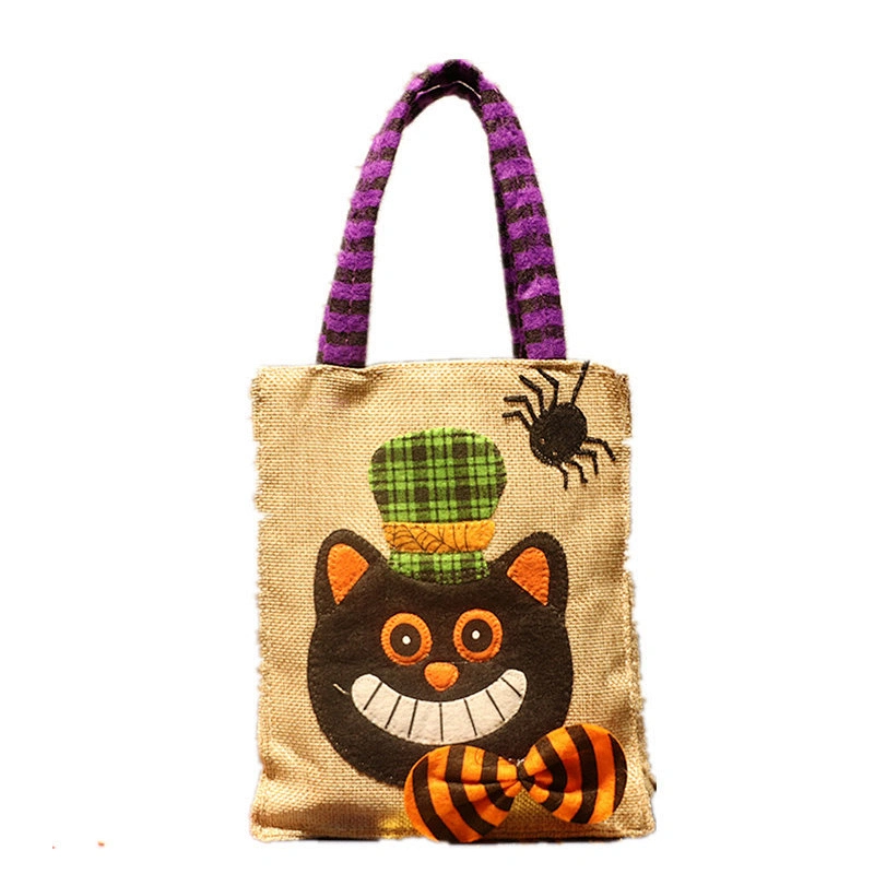 Halloween Cartoon Non-woven Llinen Tote Bag Pumpkin Witch Spider Party Decorated Kids Trick or Treat Candy Bag