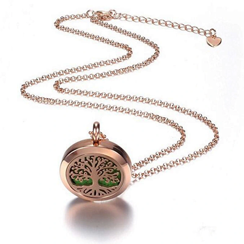 Tree of life essential oil pendant necklace aromatherapy diffuser necklace locket pendant  engraved words