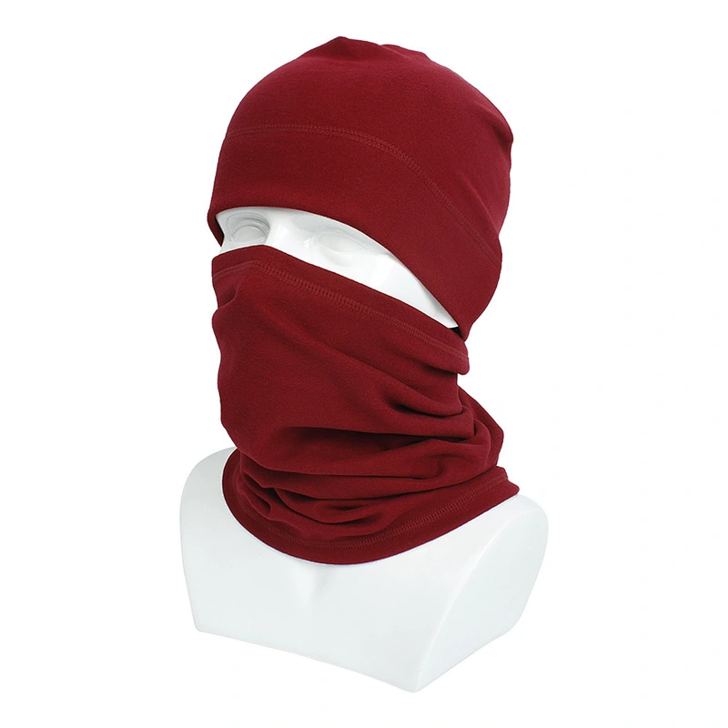 Custom popular logo printed promotional  fleece neck warmer scarf whit hat set outdoors sport scarf