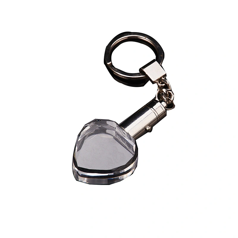 Top Grade Gift Engraving  Custom Shape Led Crystal keychain Heart Shaped Wedding /Party Gift  Keychain