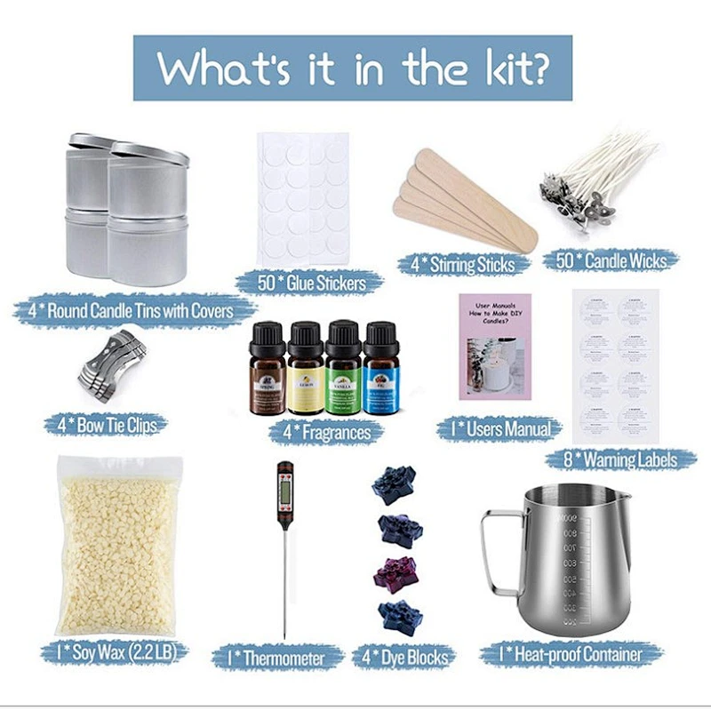 2021 Natural Fragrance DIY Scented Candle Making Kit 12-in-1 Home Candle DIY Set Soy Wax Making Set