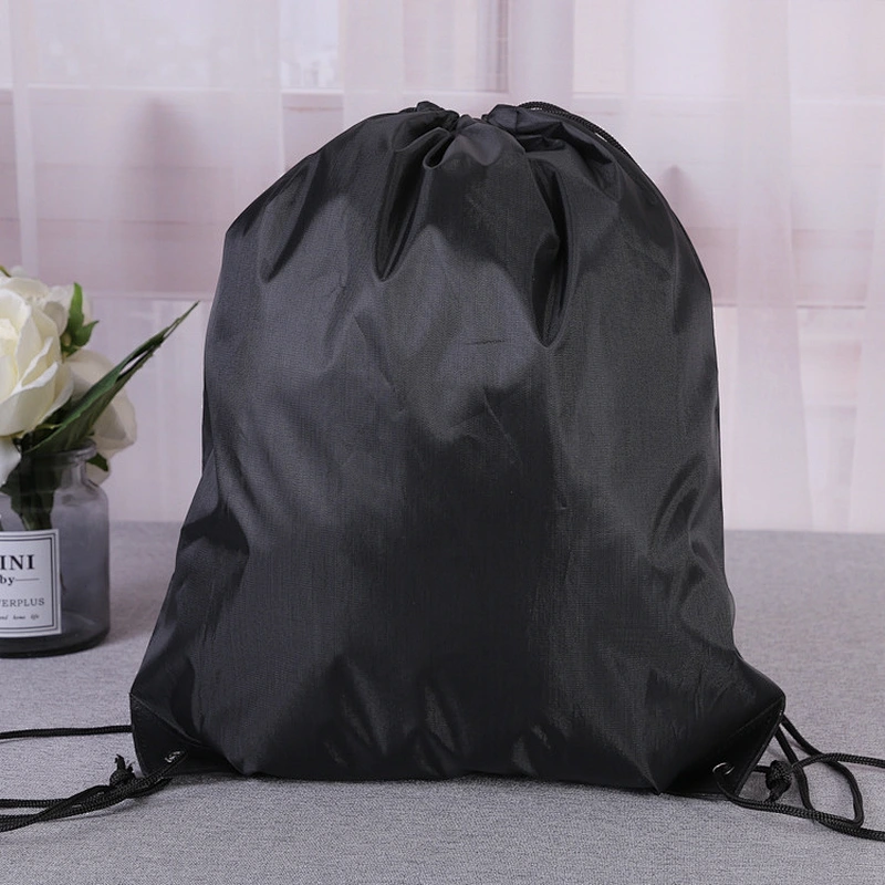 Polyester string bag customized waterproof drawstring backpack customized LOGO rope handle shoulder bag