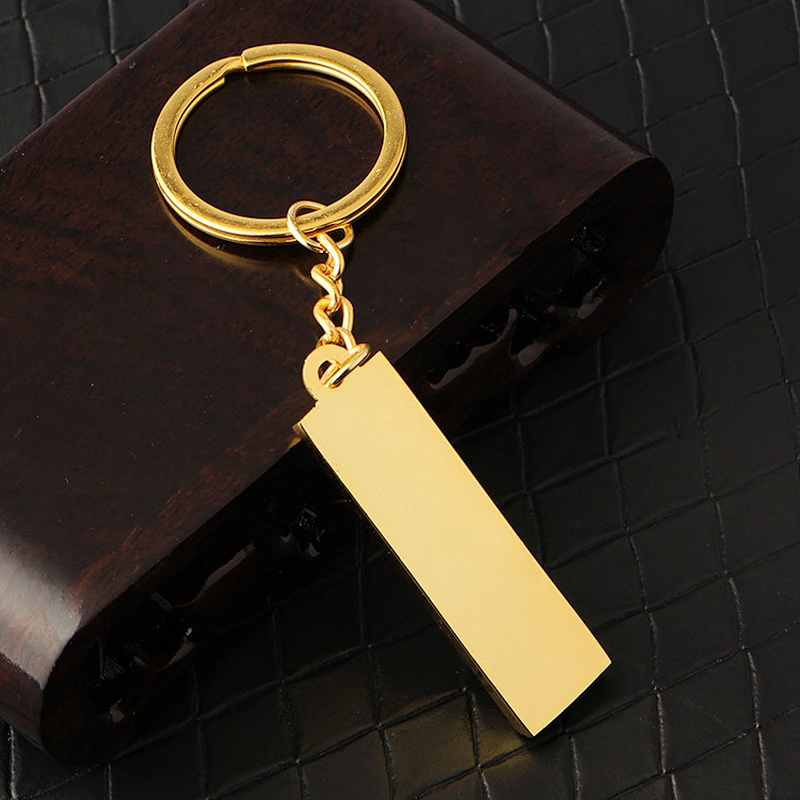 Custom promotion gift Fashion high quality metal Novelty 3D golden bar shaped key chain