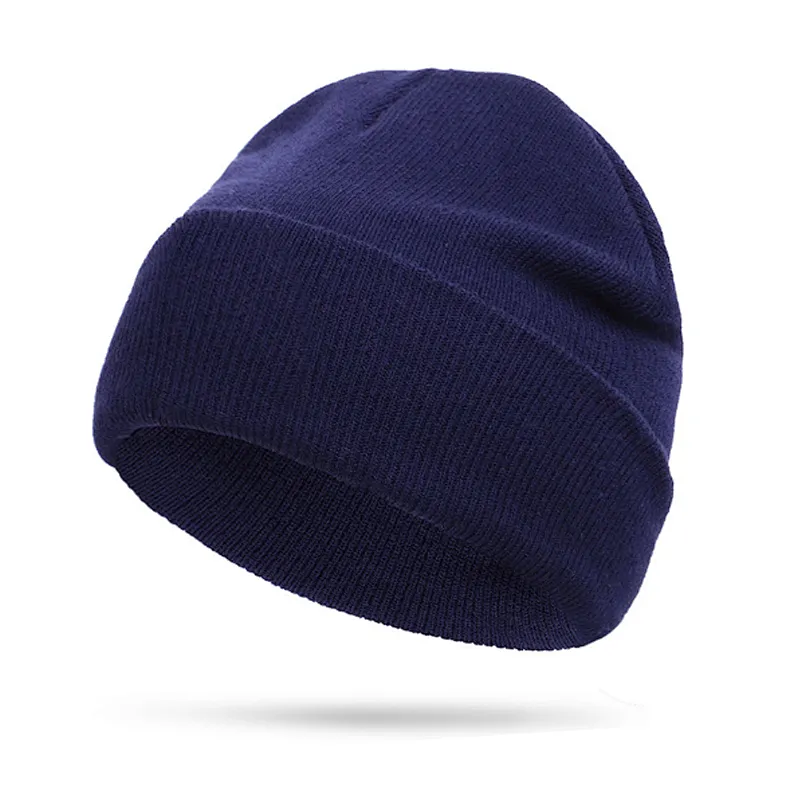 100% Acrylic knitting beanie embroidery winter hat custom logo OEM brand promotional items