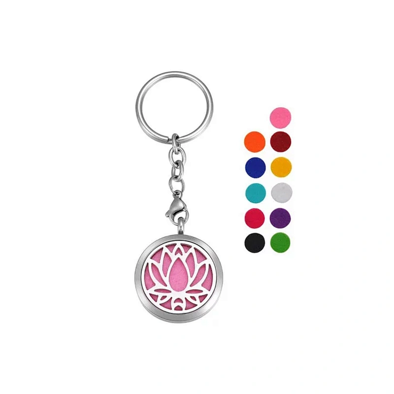 Fashion Stainless Steel Aromatherapy Keychain Hot Sale  Keychain Wholesale OEM Essential Oil Diffuser Gift