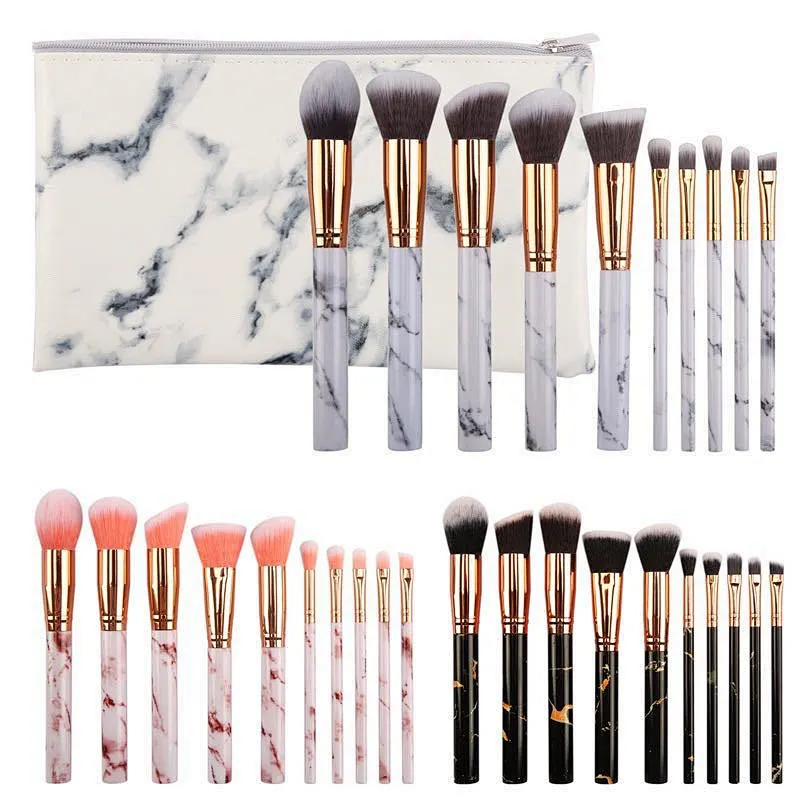 Hot selling New Marble12pcs Color Stone handle acrylic nail brush nail air Makeup brush