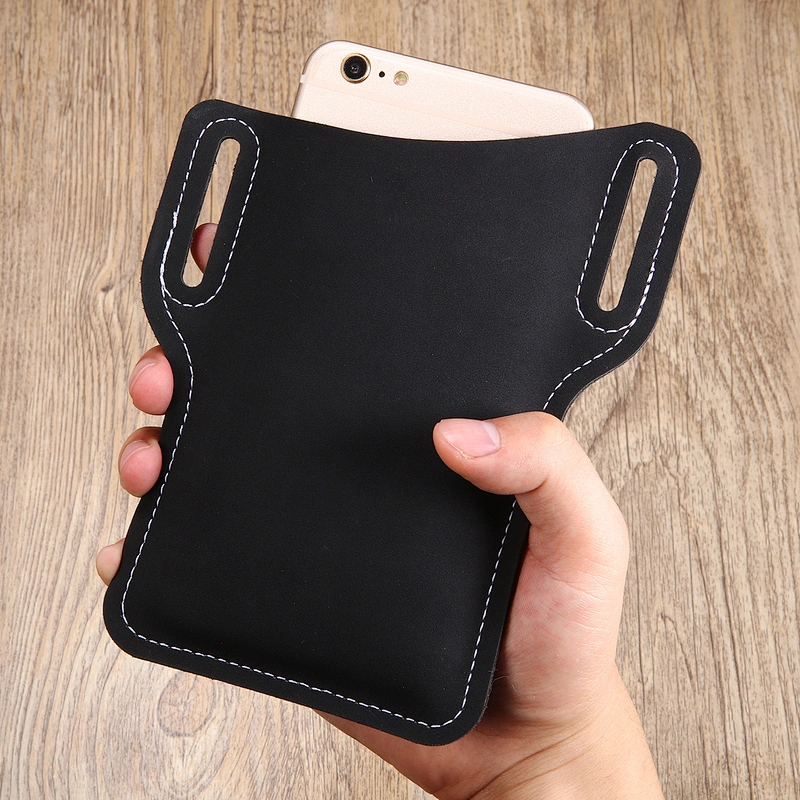 Leather mobile phone waist bag men's outdoor portable mobile phone storage bag mobile phone storage Fanny bag