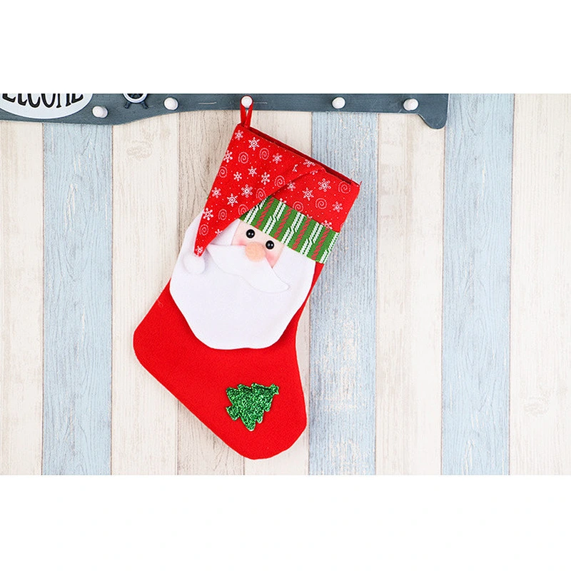 2020 Hot Selling New Year Santa Snowman Christmas Elk Socks Cloth Gift Plush Candy Bag