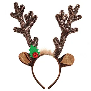 Fashion hot selling Christmas party decoration reindeer headband shaped elfs