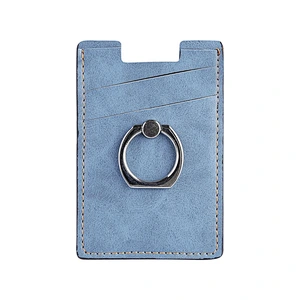 Promotional gifts custom logo PU leather RFID Blocking phone case credit card holder with 360 Degree Rotating ring kickstand