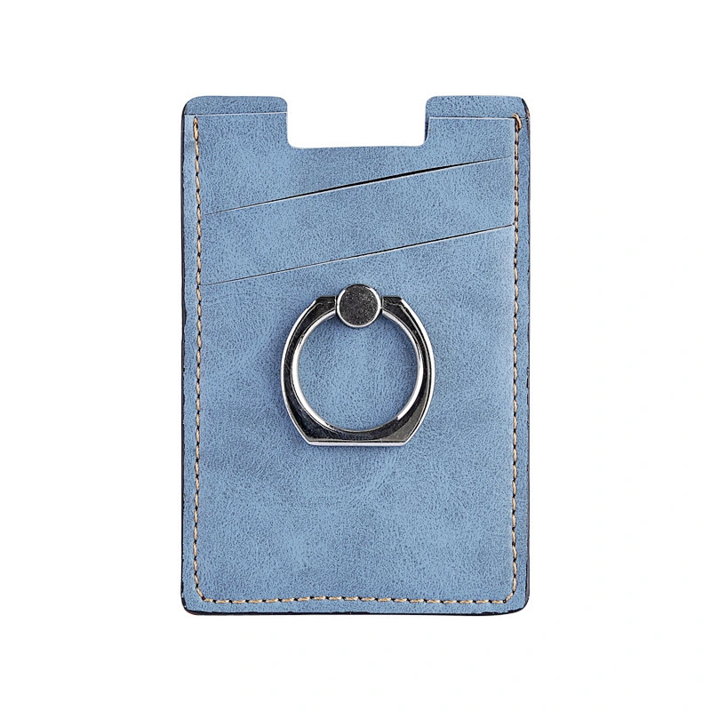 Promotional gifts custom logo PU leather RFID Blocking phone case credit card holder with 360 Degree Rotating ring kickstand