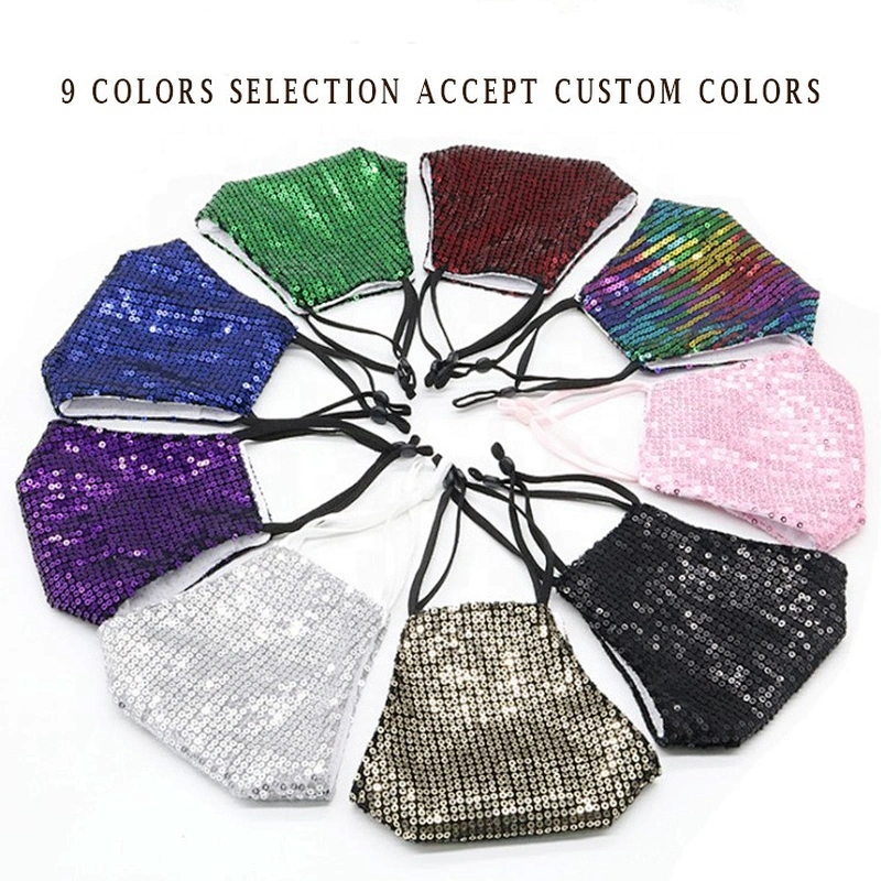 Promotional items Fashion sequin fabric Ma sk Washable extra soft breathable ma sk adjustable ear loop