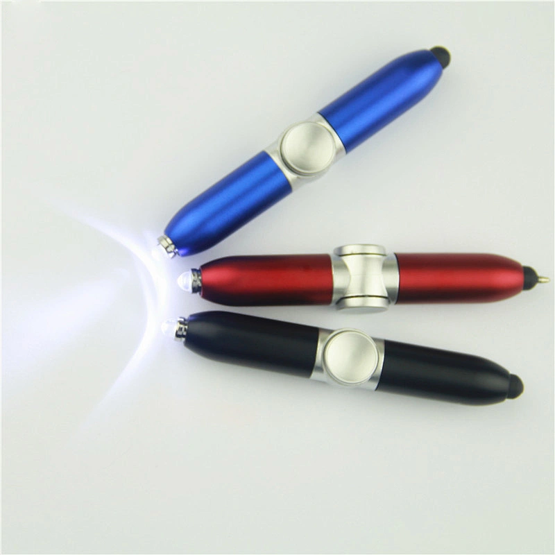 Metal neutral pen office supplies fashion rotating gyro pen LED lamp pen custom LOGO