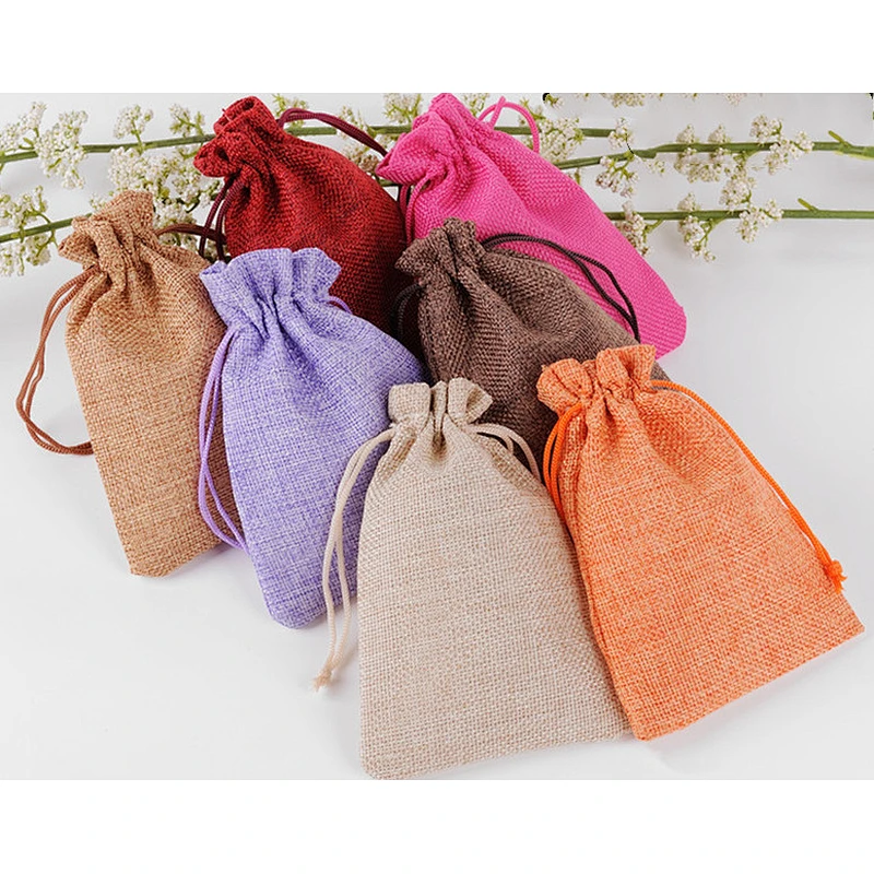 Custom cotton linen bundle pocket size LOGO customized fashion simple daily necessities bags drawstring bag