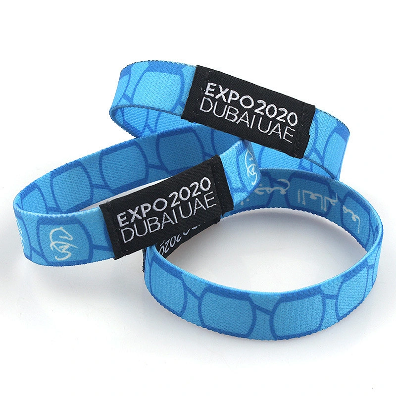 Wholesale custom sport sublimation 2020 Expo Dubai adjustable fabric  rfid wristband